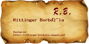 Rittinger Borbála névjegykártya
